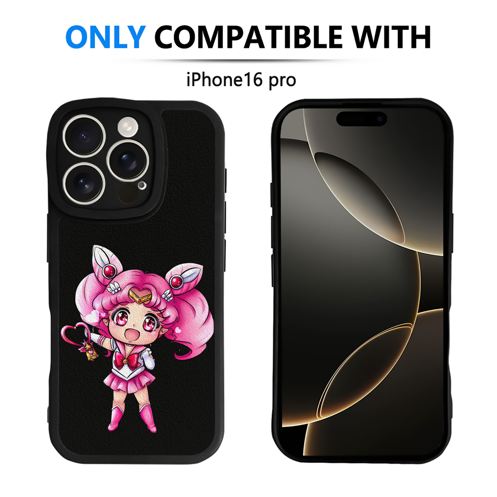 （画像用） 美少女戦士セーラームーン ちびうさ Sailor Moon Chibiusa Tsukino Usagi Small Lady Serenity 【iPhone 16シリーズ対応】シリコンスマホケース（レザー調） 材質：シリコン